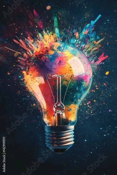 Fototapeta Colorful exploded light bulb