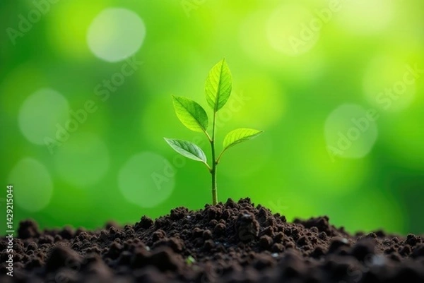 Fototapeta Isolated tree sapling, new growth, clean background, isolated object, twig