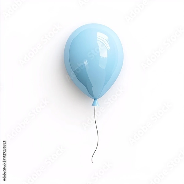 Obraz Pastel Blue Balloon with Glossy Finish on White Background