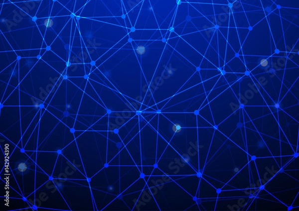 Fototapeta Network connection on dark blue background