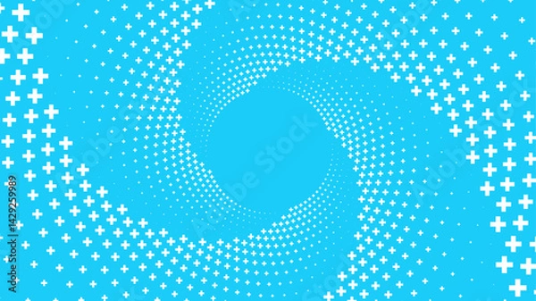 Fototapeta Blue background with a swirling pattern of white plus signs