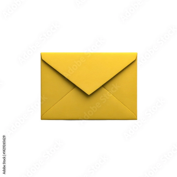 Fototapeta Yellow envelope, front view isolated on white background