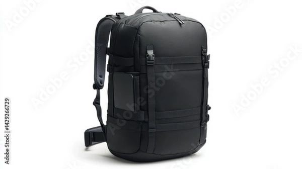 Fototapeta Compact travel daypack with anti-theft features and RFID protection, isolate on white background