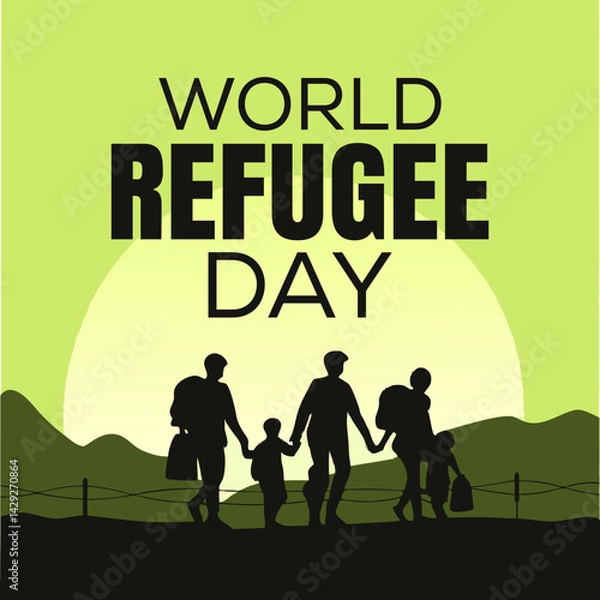 Fototapeta World Refugee Day Banner poster Design Vector Template