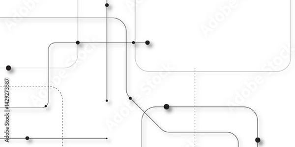 Obraz Abstract geometric Circuit connect lines and dots. Illustration Vector design Network and Connection concept. Connect line route dots pattern abstract background. Connected lines and dots vector.