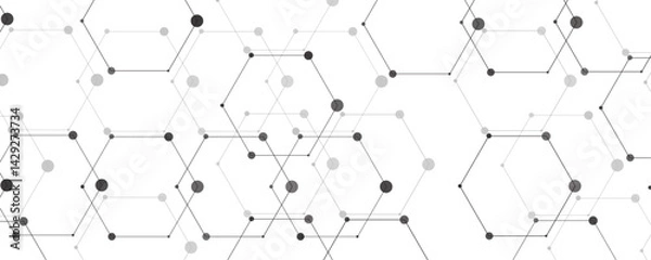 Obraz Abstract geometric background with connect hexagons vector design. Abstract cube hexagon shape background. Hexagonal molecular structure abstract tech network pattern. Scientific concept Connected art