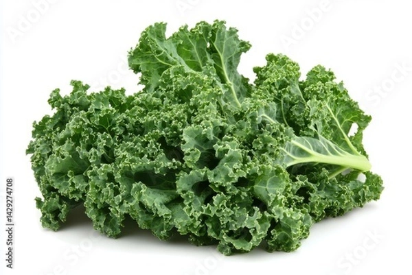 Fototapeta Fresh Kale Leaves on White Background