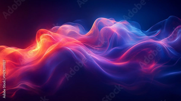 Fototapeta Abstract Gradient Aurora Flowing, Shimmering, Glowing Waves, Blue, Red, and Purple