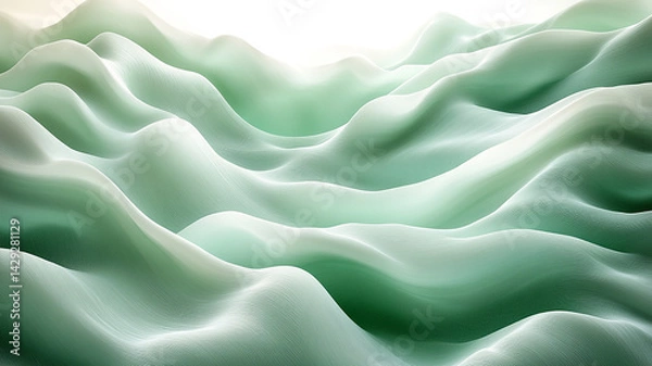 Obraz Abstract Green and White Silk Waves Gradient Texture Background