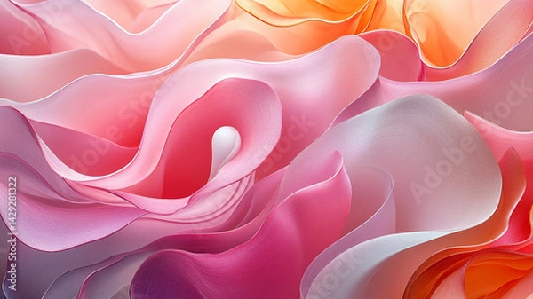 Obraz Abstract Petals Swirls in Light Pink, White and Coral Colors Background