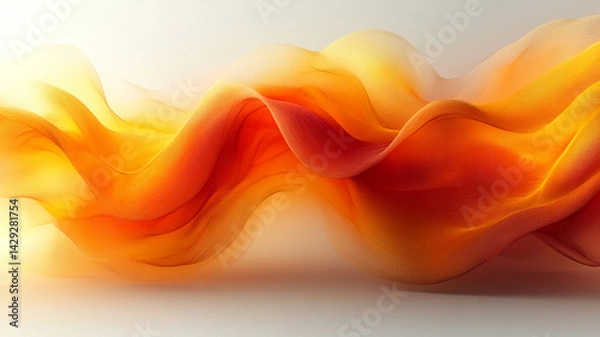 Obraz Abstract Wavy Orange Fabric, Elegant Texture, Flowing Material Background, Soft Light