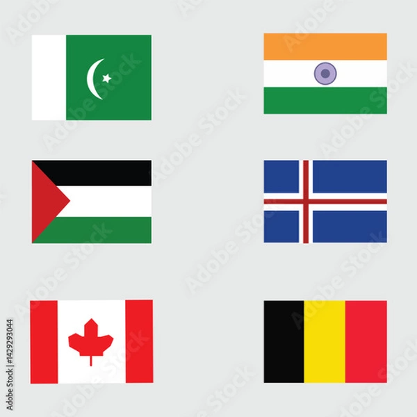 Obraz Middle East Flags (with Pakistan and Palestine)