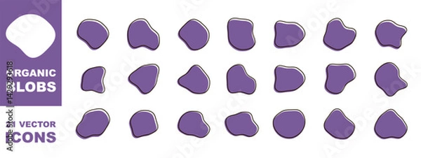 Obraz Organic colorful blob shapes. Round abstract organic shape collection. Pebble, drops and stone silhouettes.