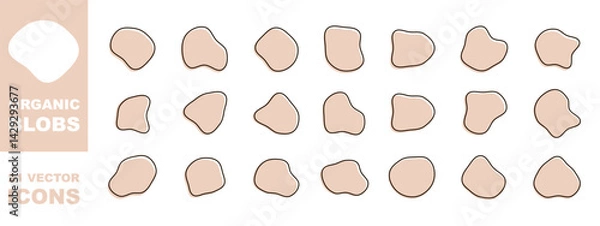 Obraz Organic colorful blob shapes. Round abstract organic shape collection. Pebble, drops and stone silhouettes.