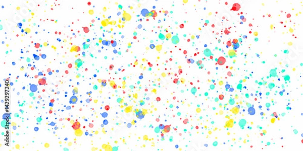 Fototapeta Colorful universe distribution computational generative art. Abstract vector splatter dot color on white color design background. Colorful background colorful paint drops, large horizontal.