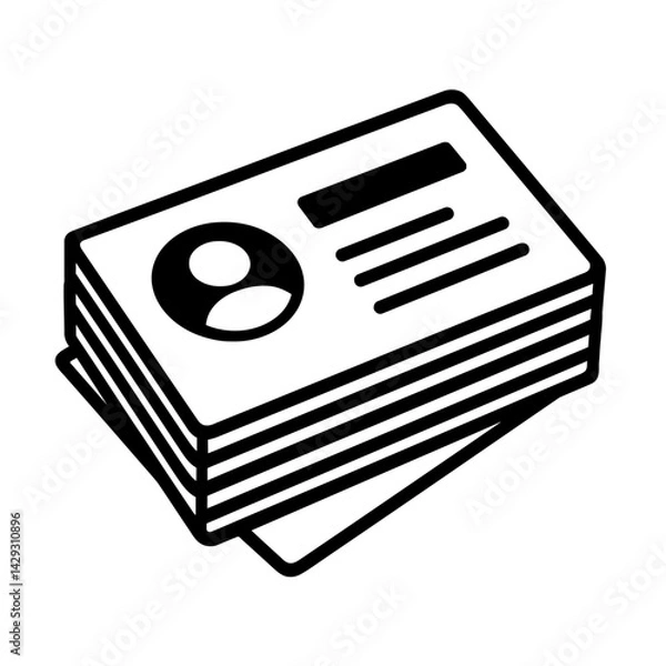 Fototapeta Vector illustration of a stack of business cards with contact information placeholders in black and white. Represents networking, professional পরিচয় (Bengali for introduction), and business.