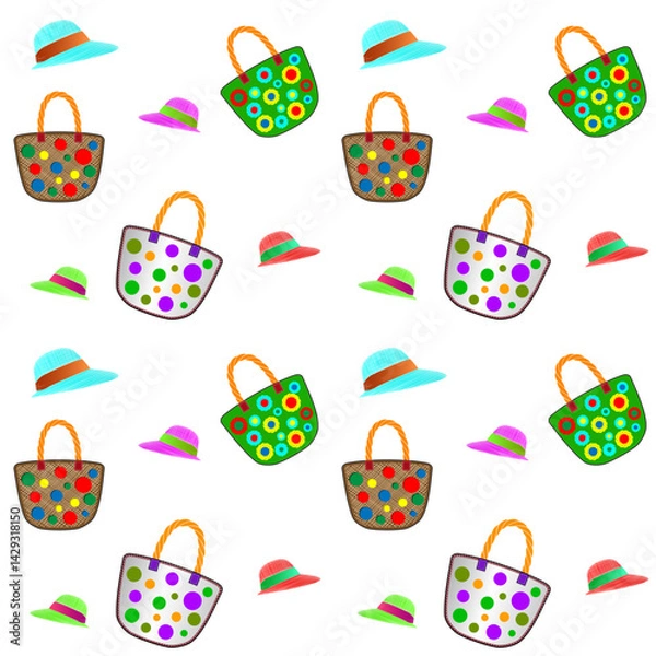 Obraz Summer Beach Accessories Seamless Pattern