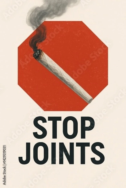 Obraz A bold graphic displays a stop sign and a marijuana joint to discourage cannabis use. The design uses striking colors to communicate a health message effectively