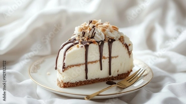 Obraz Delicious Almond Chocolate Ice Cream Cake Slice