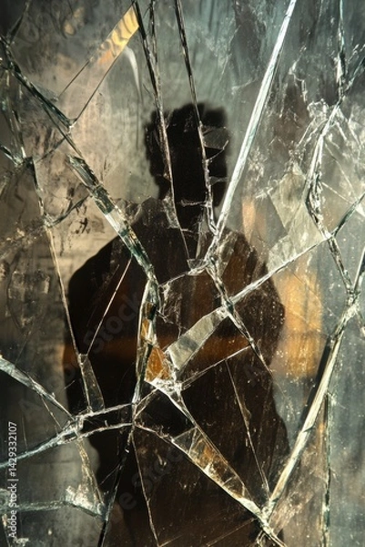Obraz Cracked glass window reflection