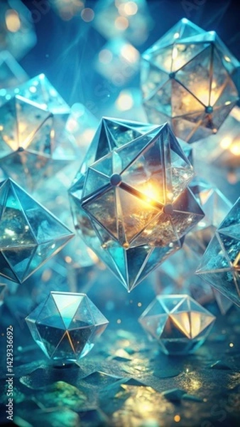 Fototapeta Floating Low Poly Crystal Cluster