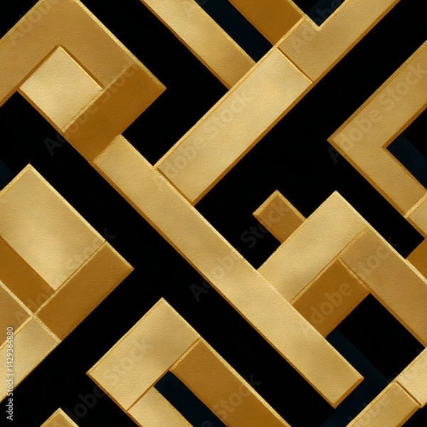 Obraz Abstract seamless geometrical pattern gold, black and golden decor. Luxury background.