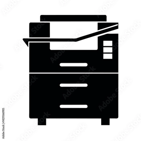 Fototapeta Office Photocopier Vector Silhouette on White