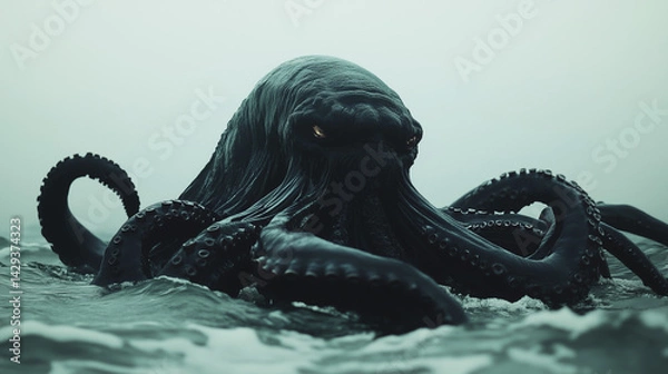 Obraz giant scary kraken rising from the sea