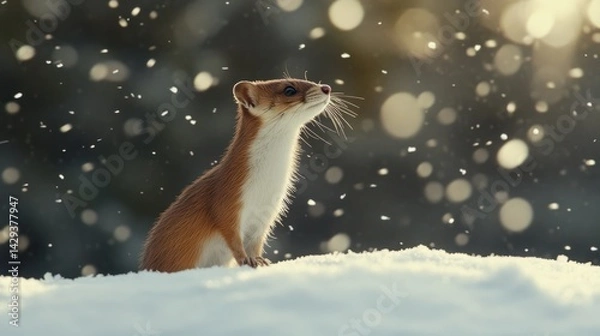 Obraz Least Weasel in Winter Wonderland: A Snowy Day