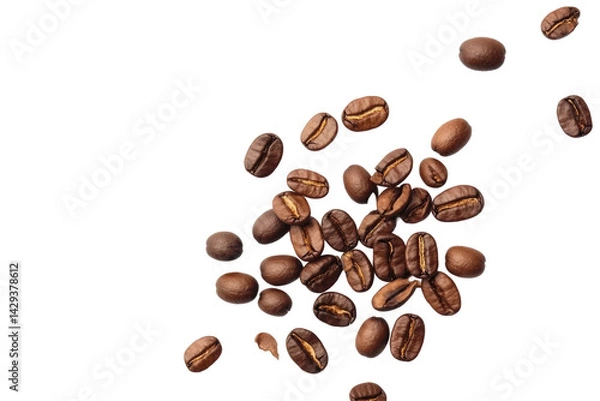 Fototapeta Freshly Roasted Coffee Beans on a White Background, Perfect for Coffee Lovers and Enthusiasts on transparent background