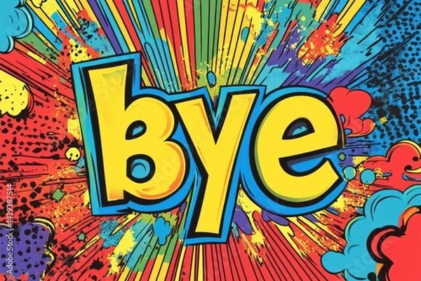 Obraz Colorful Comic Book Style 'Bye' Word Art Explosion