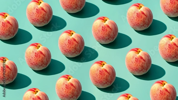 Obraz peach pattern on light green background pop art design, banner design 