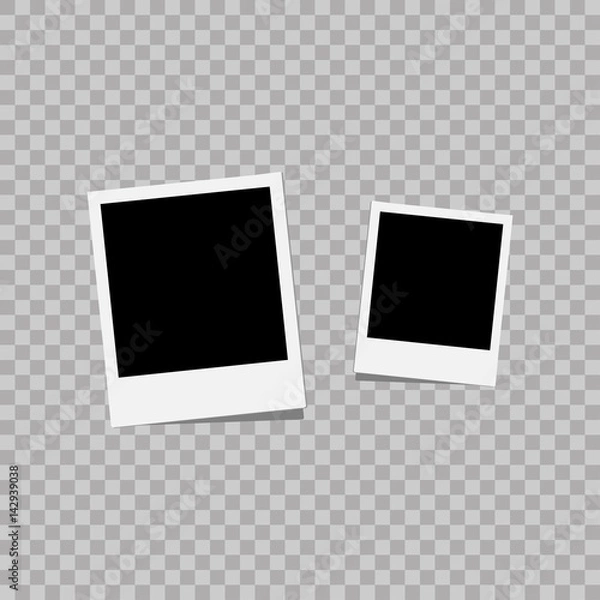 Fototapeta Photo frame. White plastic border on a transparent background. Vector illustration. Photorealistic Vector EPS10 Retro Photo Frame Template