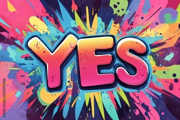 Obraz Explosive Colorful Graffiti Art: A Vibrant 'YES'