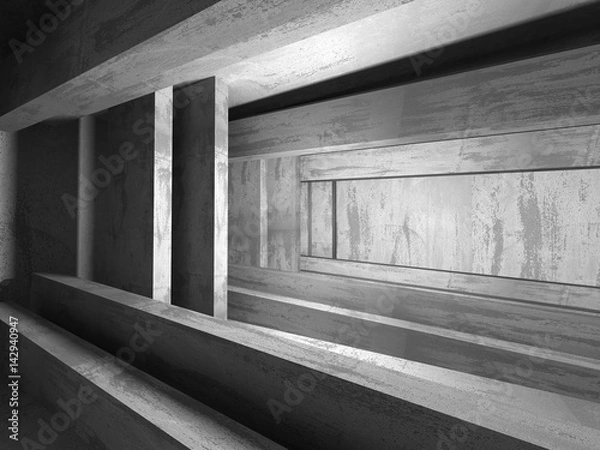 Fototapeta Dark empty room. Concrete rusty walls. Architecture background