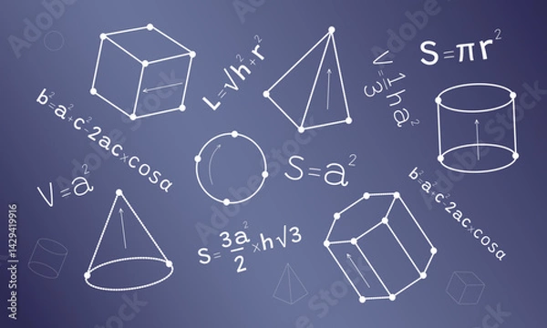 Fototapeta Geometric formulas and shapes background
