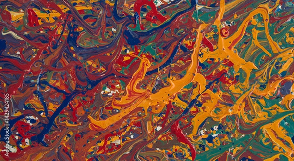 Fototapeta Energetic Drips And Splatters Creates An Abstract Modern Chaotic Design