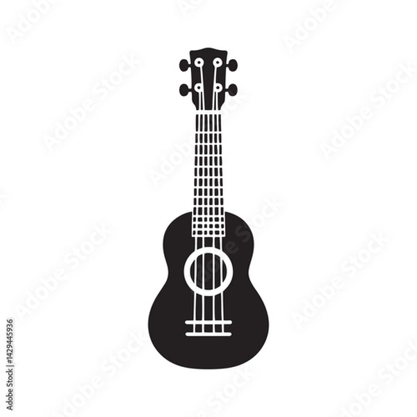 Fototapeta Island Strings: A Charming Collection of Ukulele Vector Silhouettes Showcasing the Lighthearted Spirit, Iconic Shape, and Joyful Sound of This Beloved Four-String Instrument.