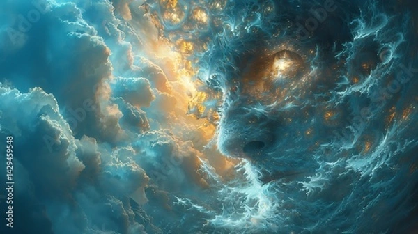 Fototapeta Infographic Book of Enoch combining futuristic elements ancient religious texts and enochian literature highlighting watchers and biblical figures in a hyper realistic style with space for annotations