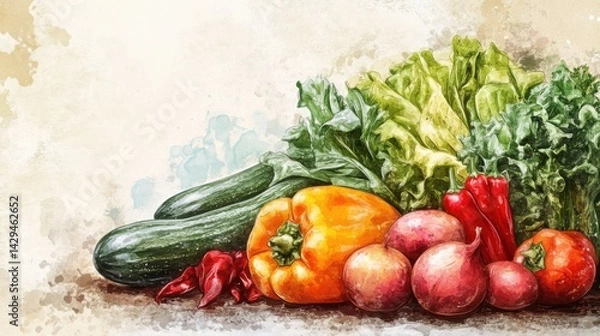 Obraz Soft watercolor veggies