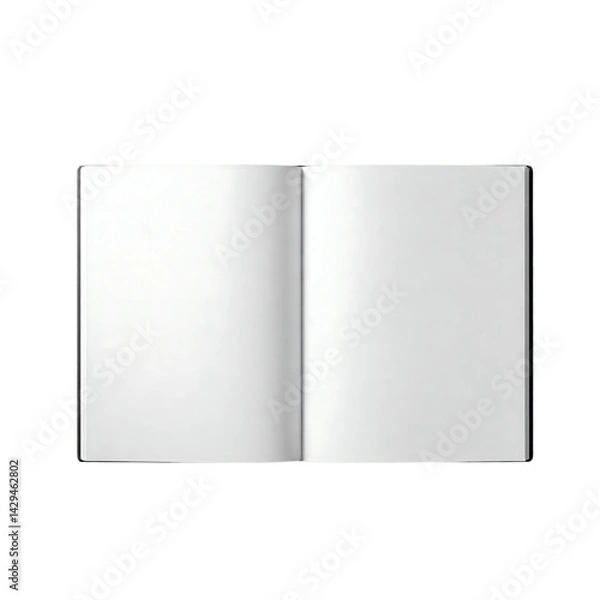 Obraz Open Blank Notebook with White Pages Isolated on transparent background 