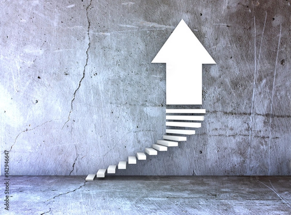 Fototapeta stairs and arrow for business growth and challenge