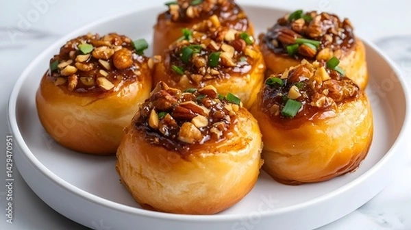 Obraz Delicious Pecan Caramel Rolls Sweet Treat Bakery Pastry
