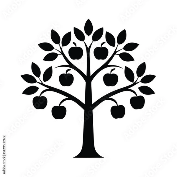 Fototapeta Modern Minimal Apple Tree Design Vector