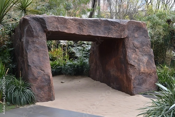 Fototapeta Stone Archway Pathway Tropical Garden Sand