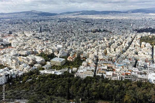 Fototapeta Amazing panorama of the city of Athens from Lycabettus hill, Attica, Greece