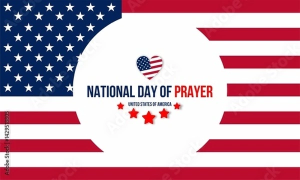Fototapeta National Day of Prayer in United States. First Thursday of May. 
 Poster, card, banner and background. Vector illustration