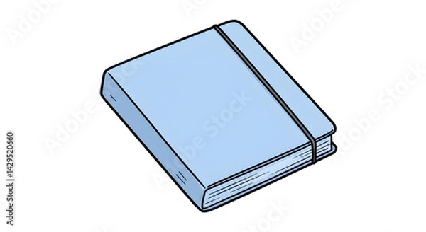 Fototapeta Sky Blue Notebook with Elastic Closure - Isolated Illustration