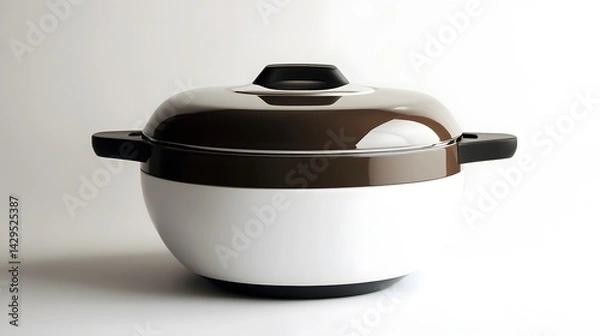 Fototapeta Brown and white pot with studio shot.