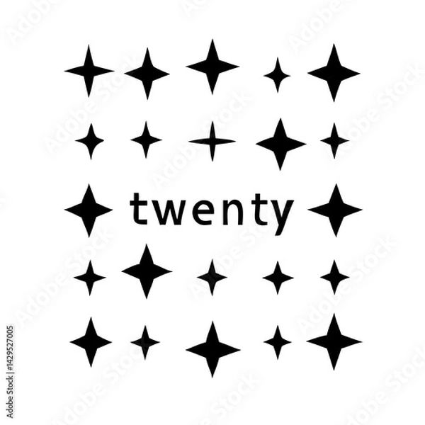 Fototapeta Twinkling stars. Sparkle star icons. Blink glitter and glowing icon. Transparent PNG